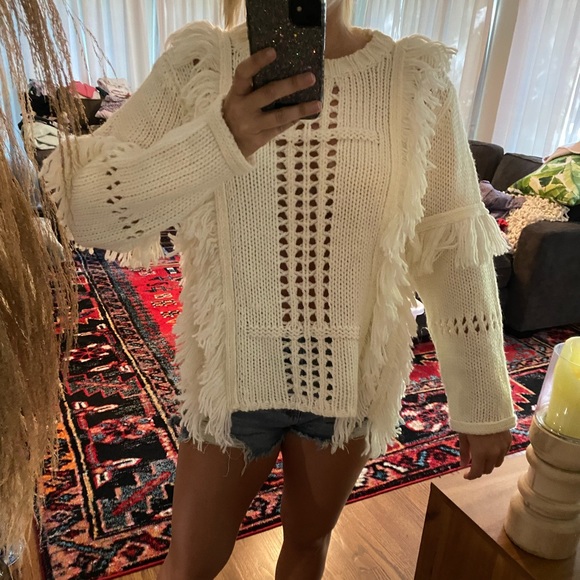 BNCI white chunky fringe sweater - Picture 3 of 5